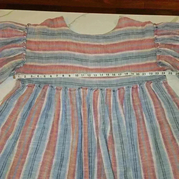 Free People Summer Nights Striped Tunic Cotton Blue Pink Womens Size Medium - Picture 9 of 13